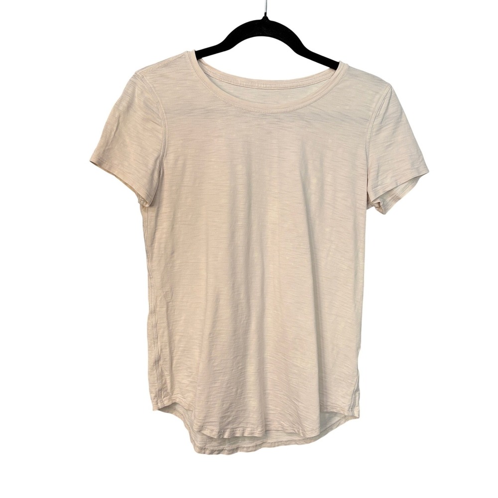 Lululemon Love Tee Short Sleeve Curved Hem Beige Slub Knit Shirt